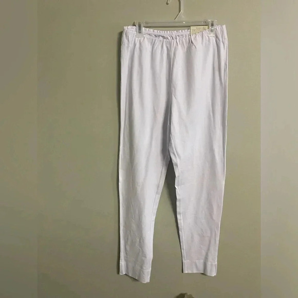 Soft Surroundings Pants White Pull On Straight Coastal Size Medium Tall 10 12 - Picture 1 of 7